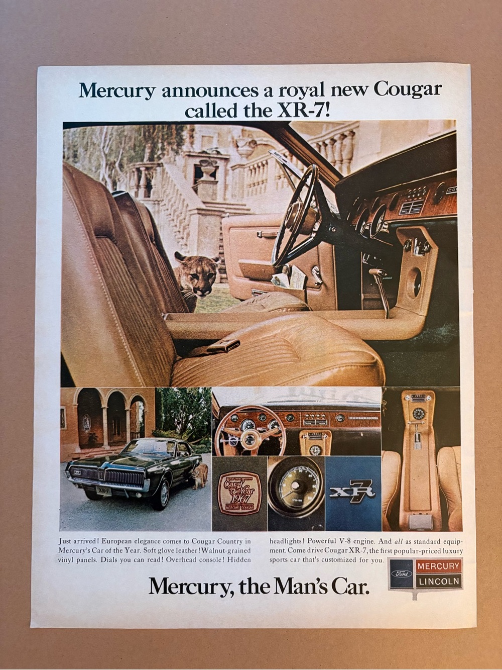 1967 Mercury Cougar XR-7 “Royal New Cougar” Original Vintage Magazine Ad